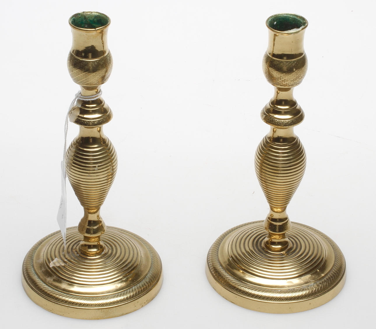 LJUSSTAKAR, ett par, mässing, senempire, Frankrike 1830-40-tal.