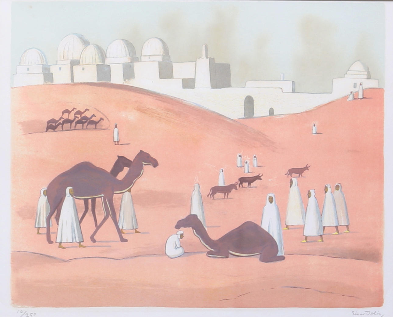 EINAR JOLIN. Bedouins. Color lithograph, signed and numbered 10/250.