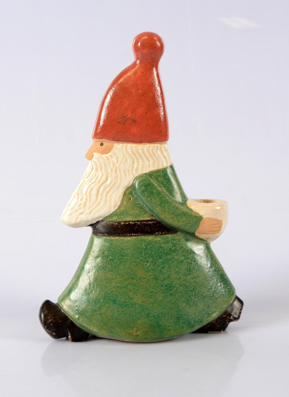 LISA LARSON. Figurin, Ljusstake med tomte, K-studion, Gustavsberg.