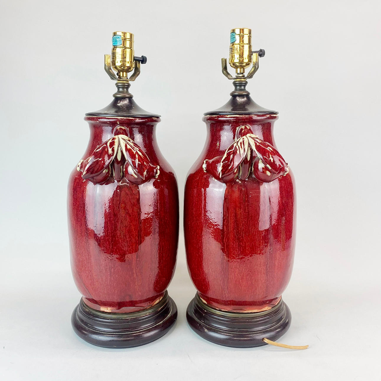 CHINESE STONEWARE VASE LAMP BASES.