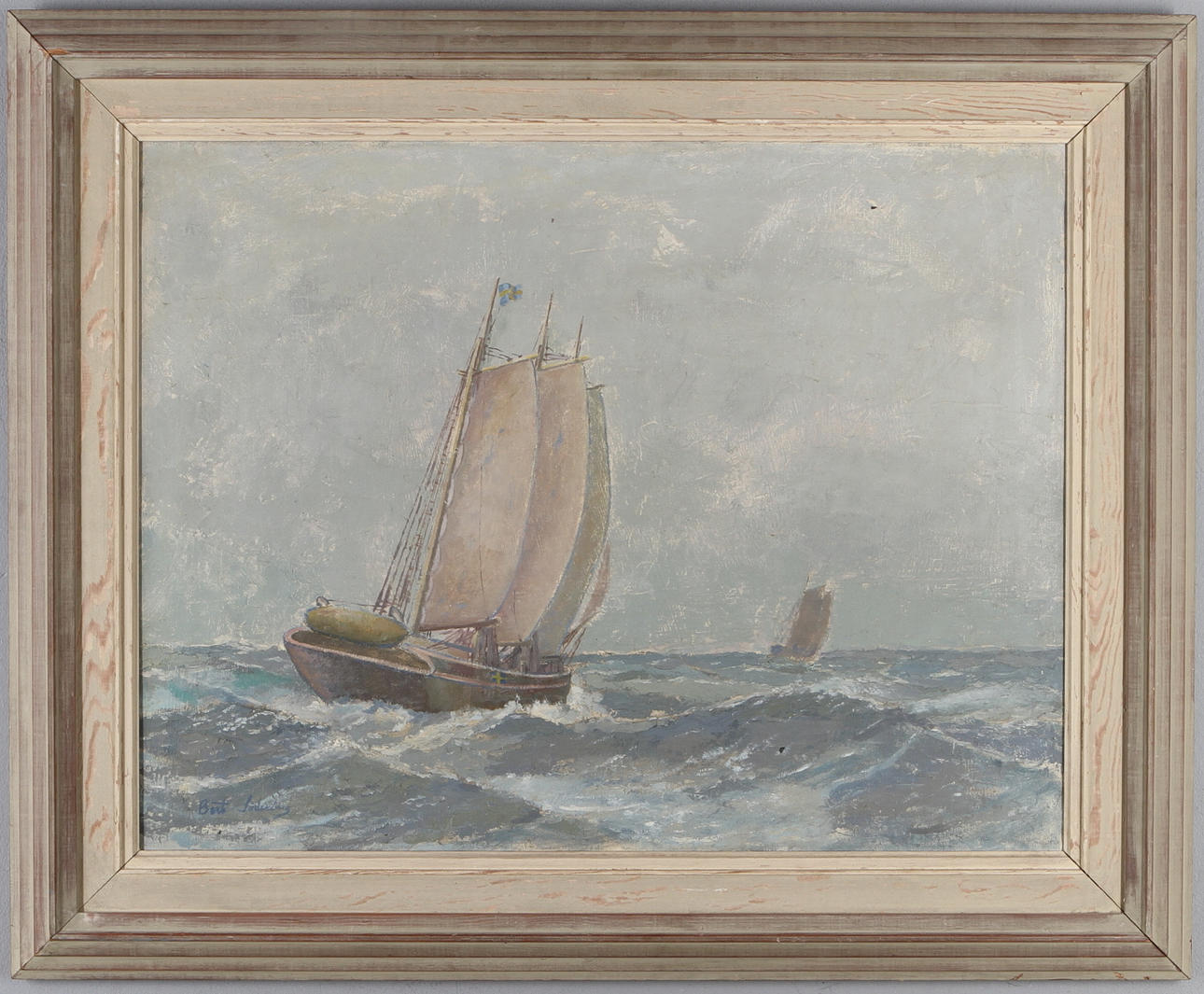 BERT SÖDERBERG. Båtmotiv, olja på duk, signerad.