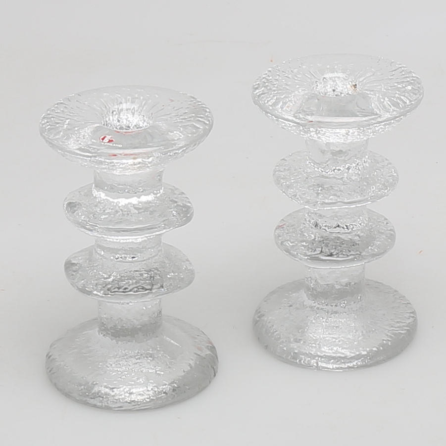 LJUSSTAKAR, 1 par i glas, "FESTIVO", Iittala.
