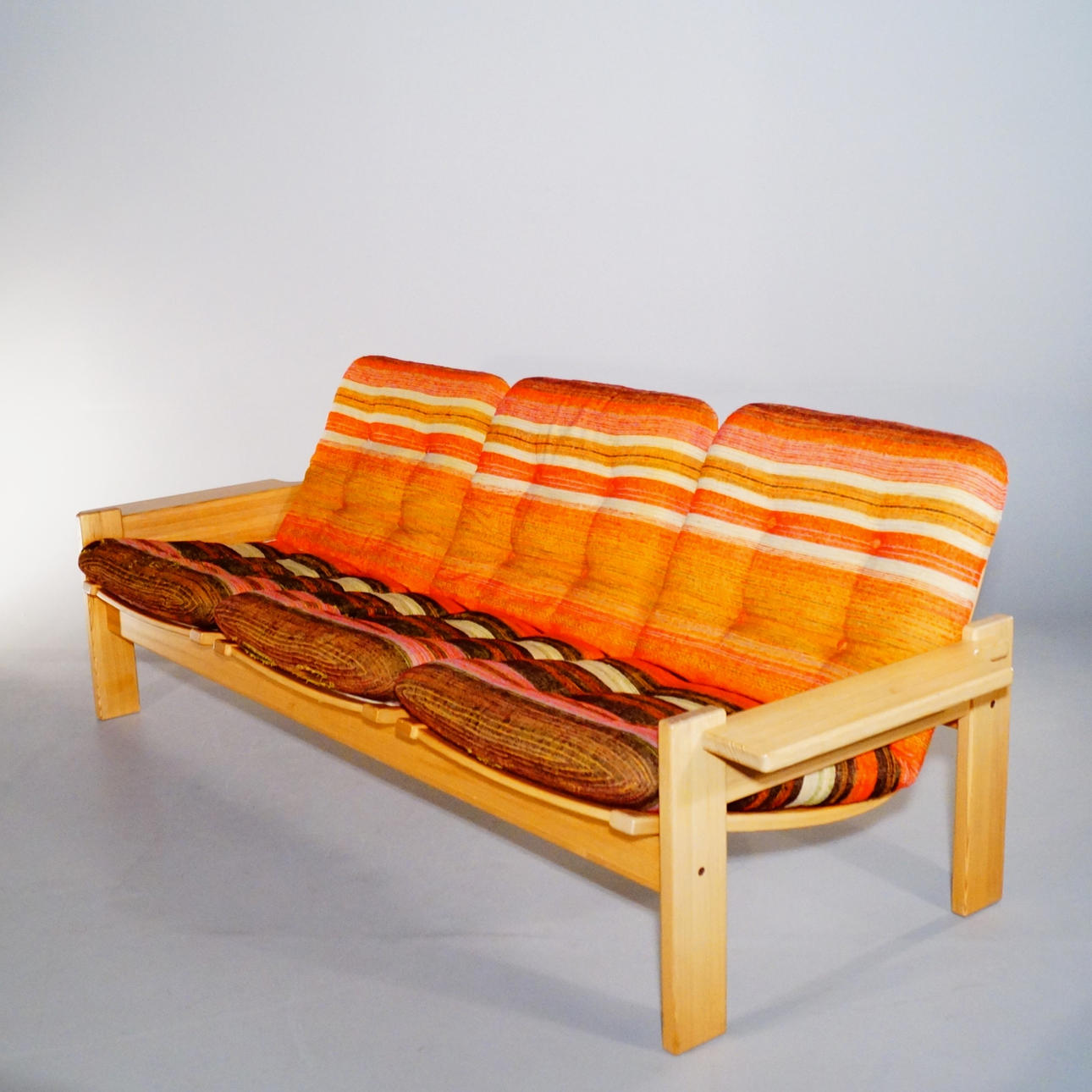 YNGVE EKSTRÖM. sofa, pine, 1970s, "Kontra", Swedish.