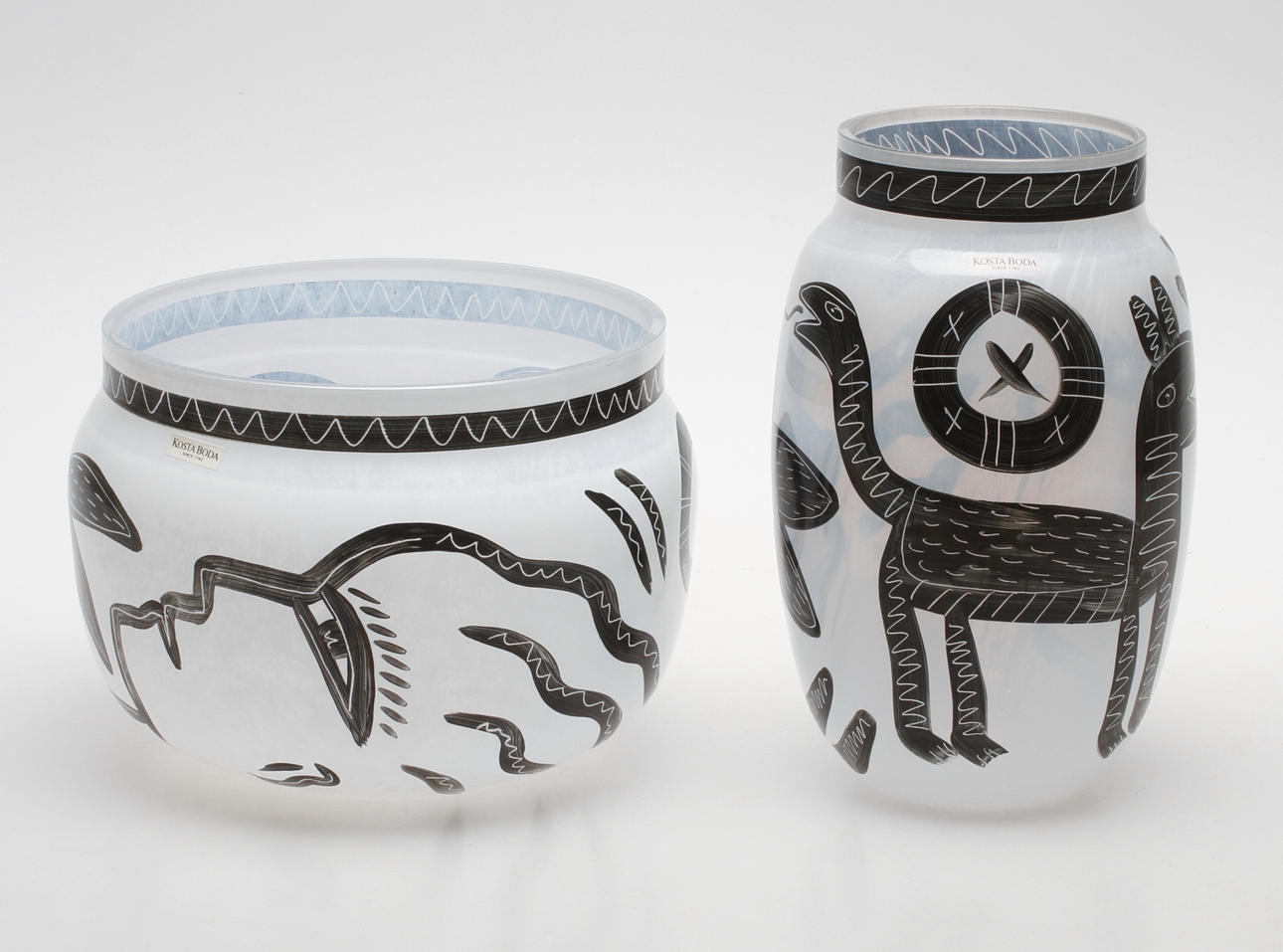 VAS samt SKÅL, glas, Ulrica Hydman Vallien, Kosta Boda.