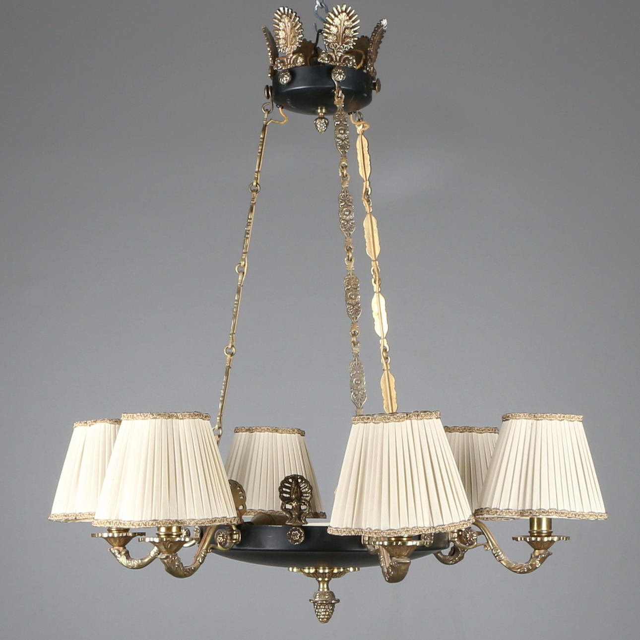 TAKAMPEL, 6-armad, plåt samt mässing, Karl Johan-stil, 1900-tal.