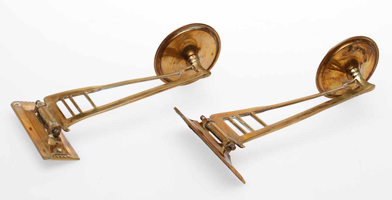 PIANOLAMPETTER, ett par, mässing, jugend, tidigt 1900-tal.