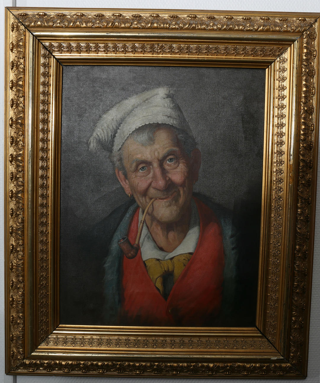 OIDENTIFIERAD KONSTNÄR. Olja på duk, Man med pipa, signerad, tidigt 1900-tal.