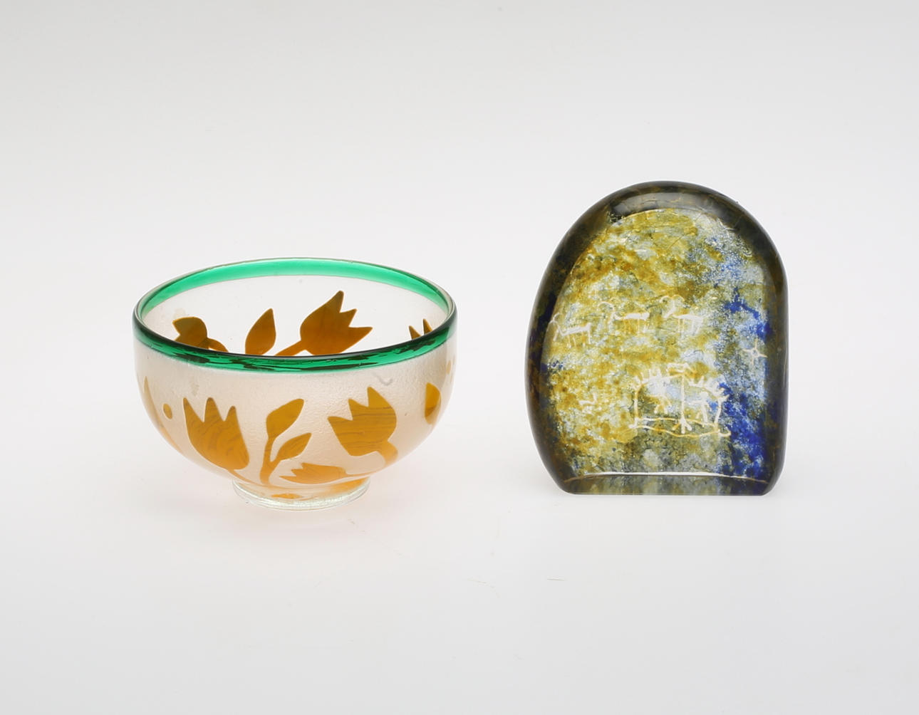 KONSTGLAS, 2 delar, Bertil Vallien, Boda, signatur.