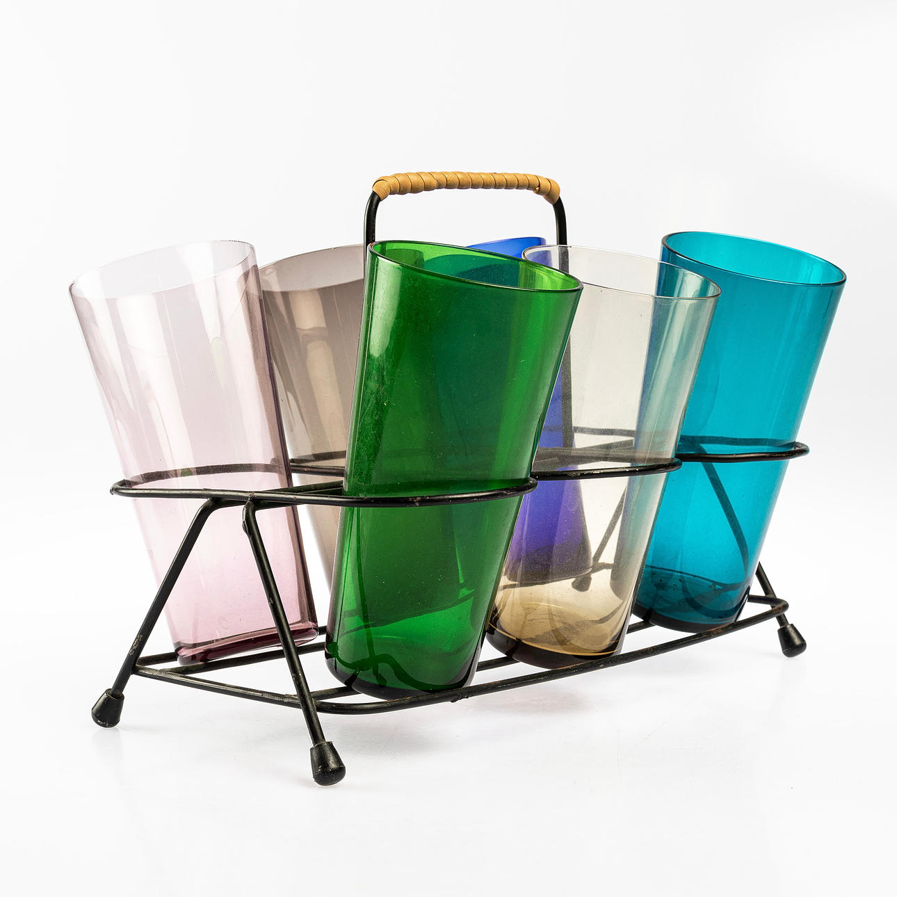 GLAS, 6-farbig, mit Ständer, String-Modell, 1950er Jahre.