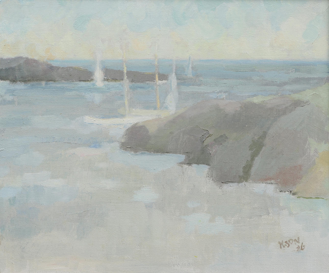 KARIN SONESSON. Oil on canvas, "Evening light", signed, 1986.