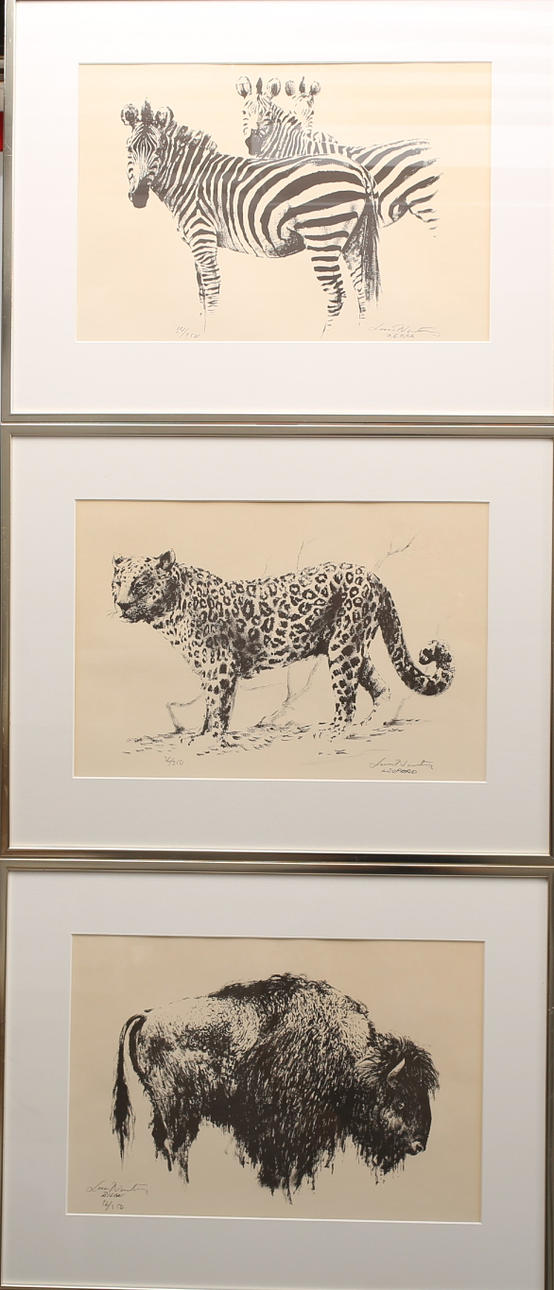 LARS NORDSTRÖM. lithographs, bisonox, zebra, leopard, numbered, signed, 3 pieces.