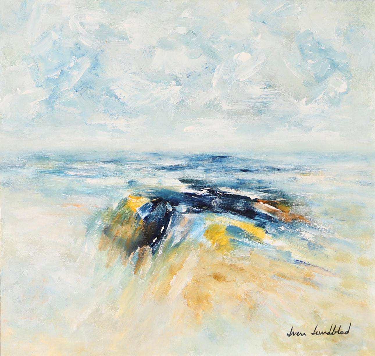 SVEN LUNDBLAD. Coastal part, mixed media, signed.