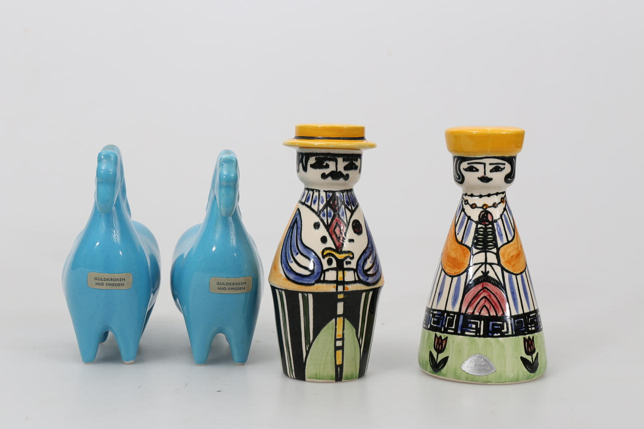 KRYDDKAR OCH FIGURINER, porslin, 4 delar, bland annat "Familjen Pepparson".