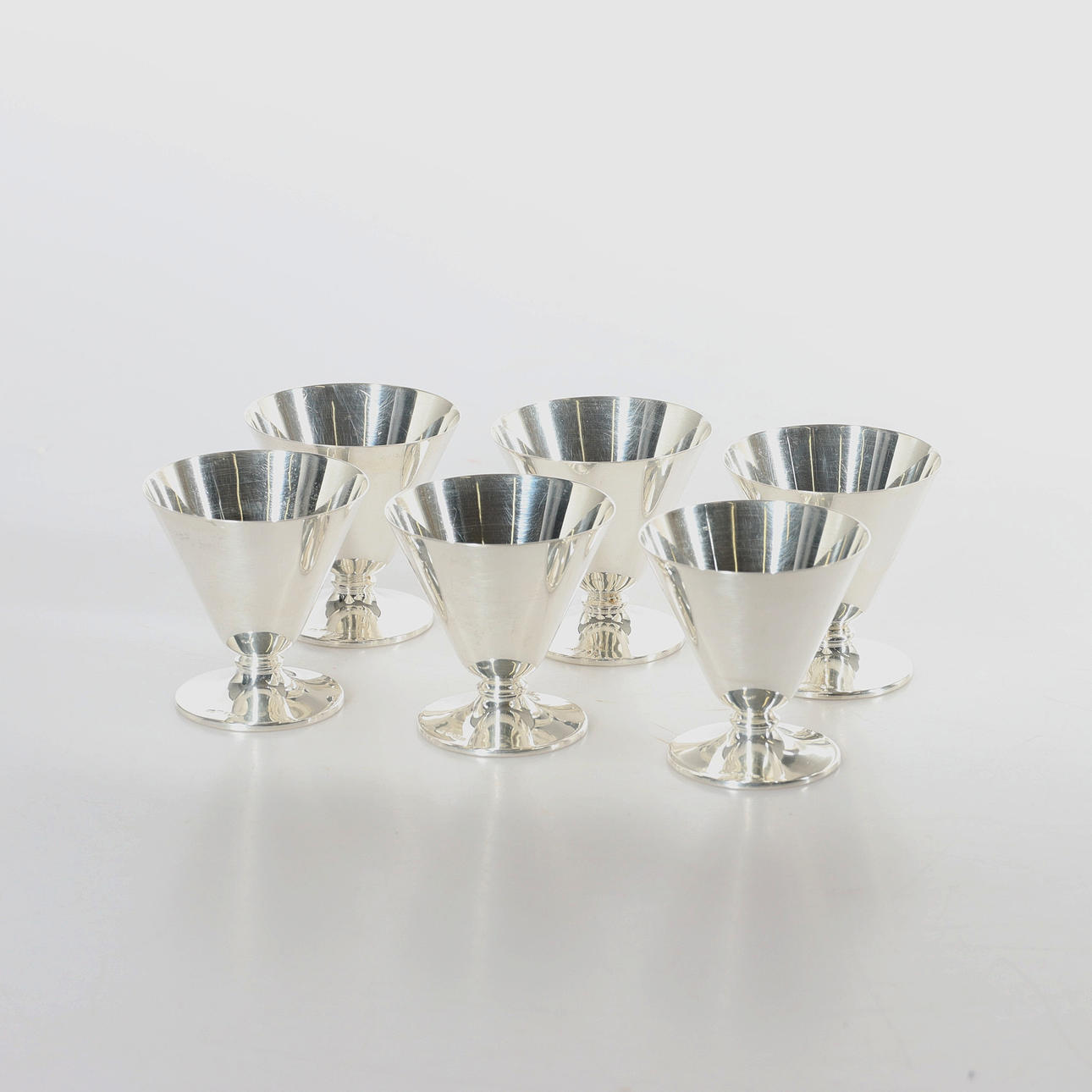 COCKTAIL GLASSES, 6 pcs, silver, 1935.
