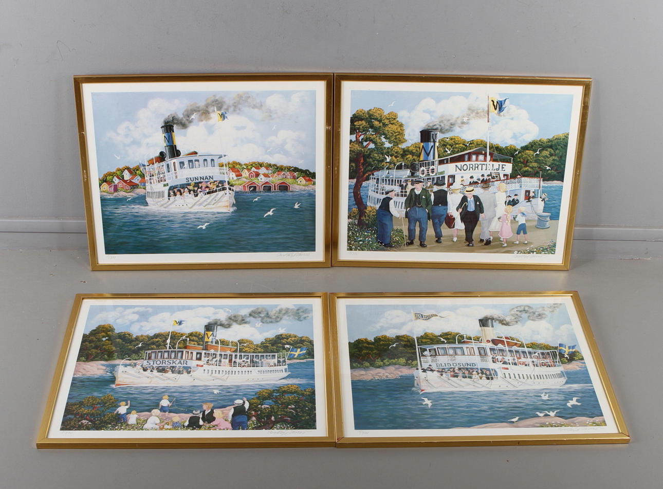 BERT HÅGE HÄVERÖ. 4 st, Skärgårdsmotiv, grafiska blad, signerade och numrerade.