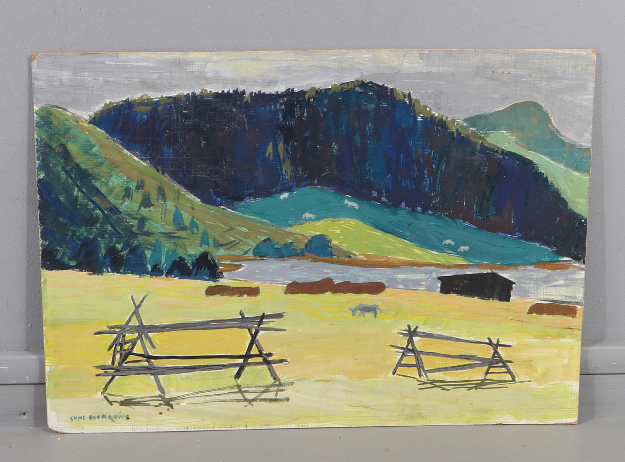 SUNE BLOMQVIST. Landskap, olja på pannå, signerad.