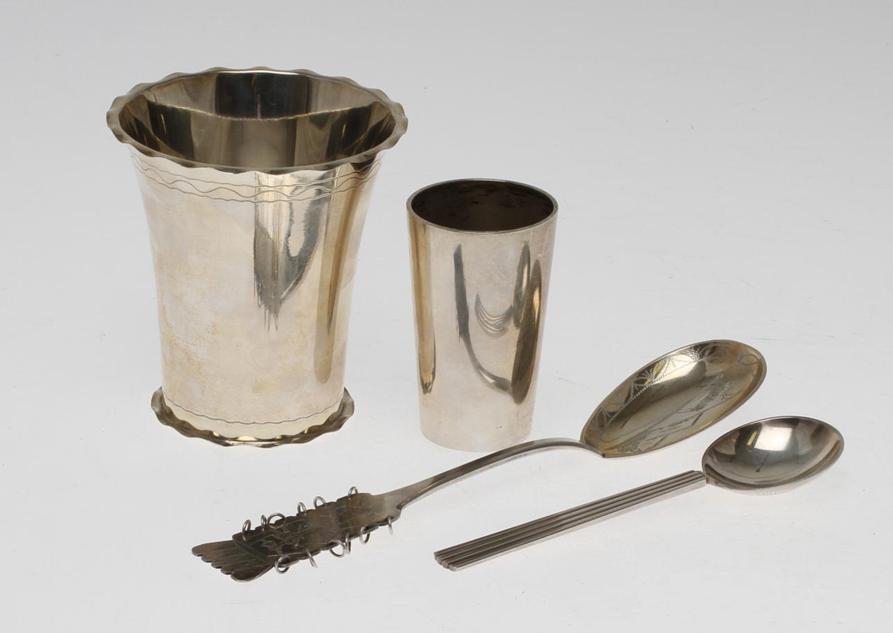 PARTI SILVER, 4 delar, bland annat GAB och Georg Jensen. Tot vikt 225 gram.