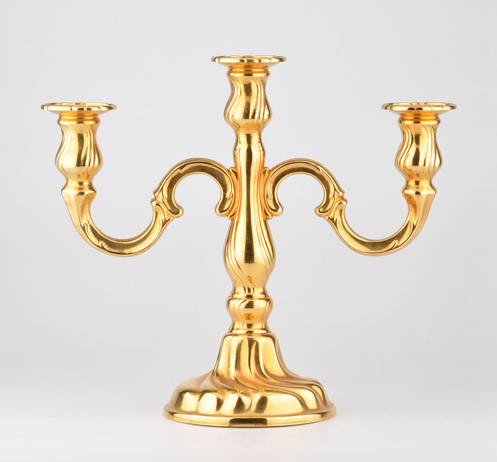 BMF. Guldpläterad 3 ljus ljusstake.