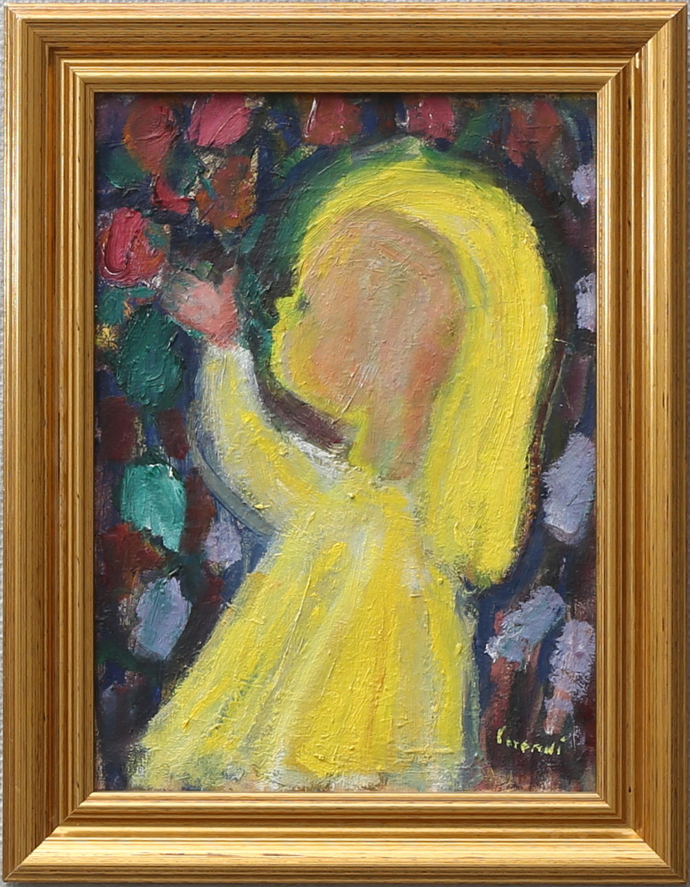 KURT CARENDI. "Flickan och äpplena", olja på duk, signerad.