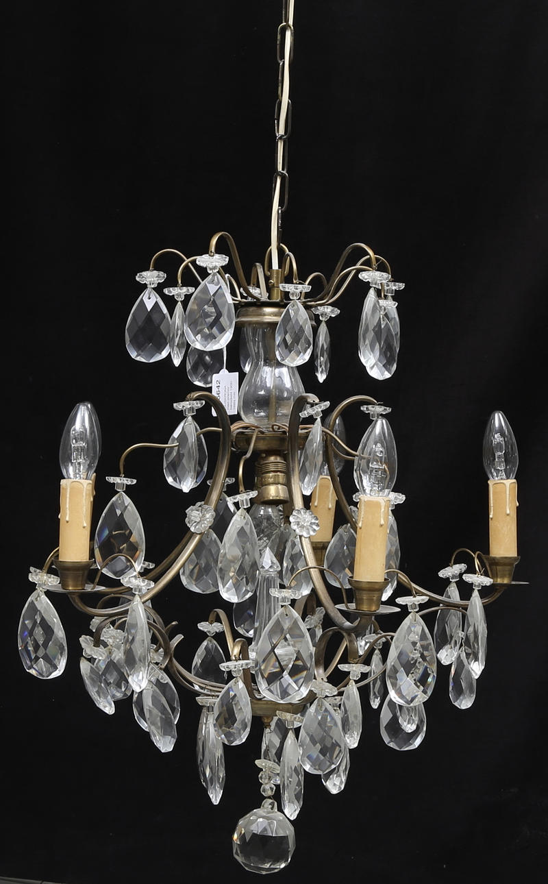 LJUSKRONA med prismor barockstil 1900-talets mitt.