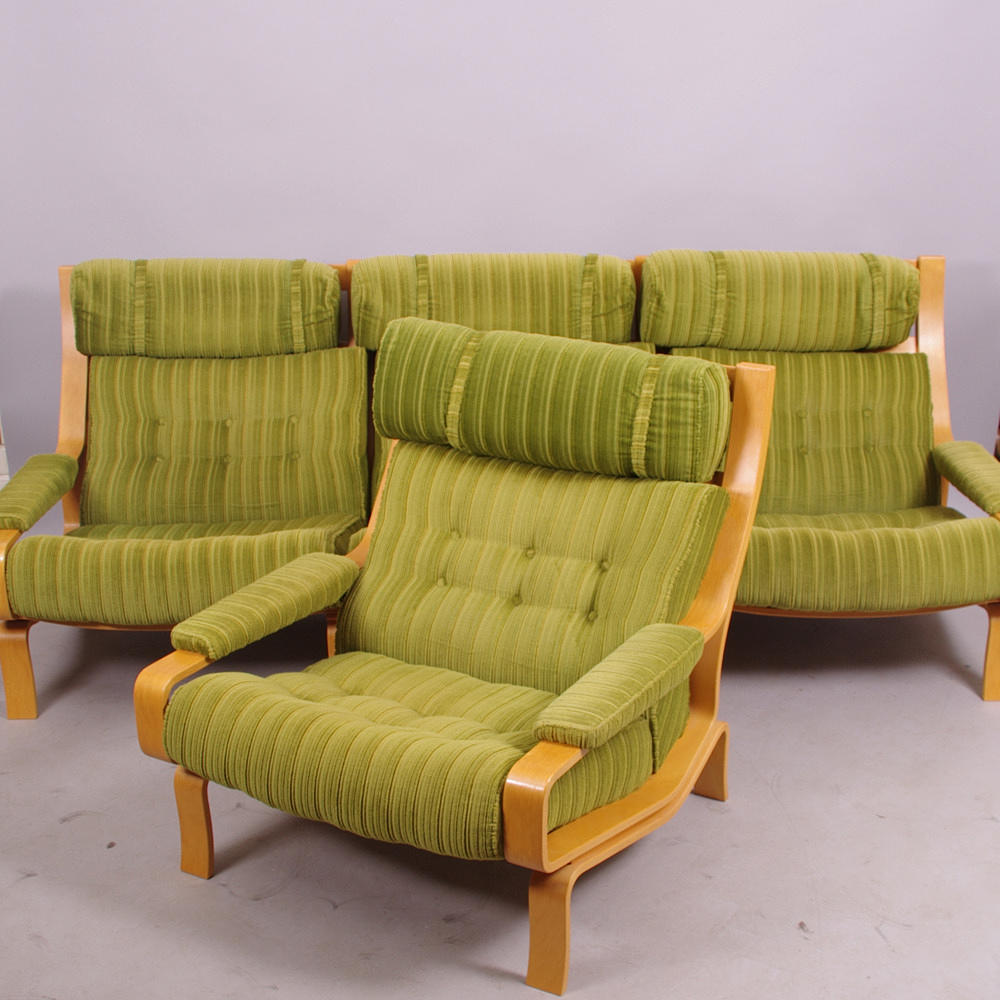 SOFFA SAMT FÅTÖLJ, bok/böjträ, scandinavisk design.