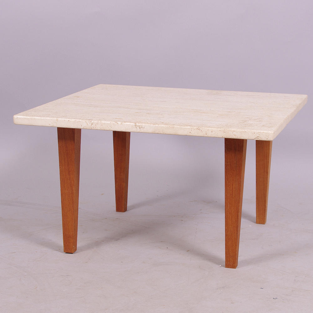 LAMPBORD, 1 par med travertinskivor, 1900-talets mitt.