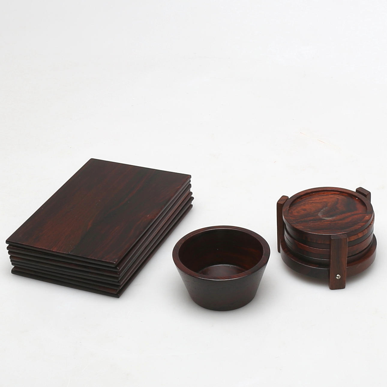 PARTI UNDERLÄGG samt SKÅL, 16 delar, lövträ, Karl Holmberg i Götene, Holmbergs AB.