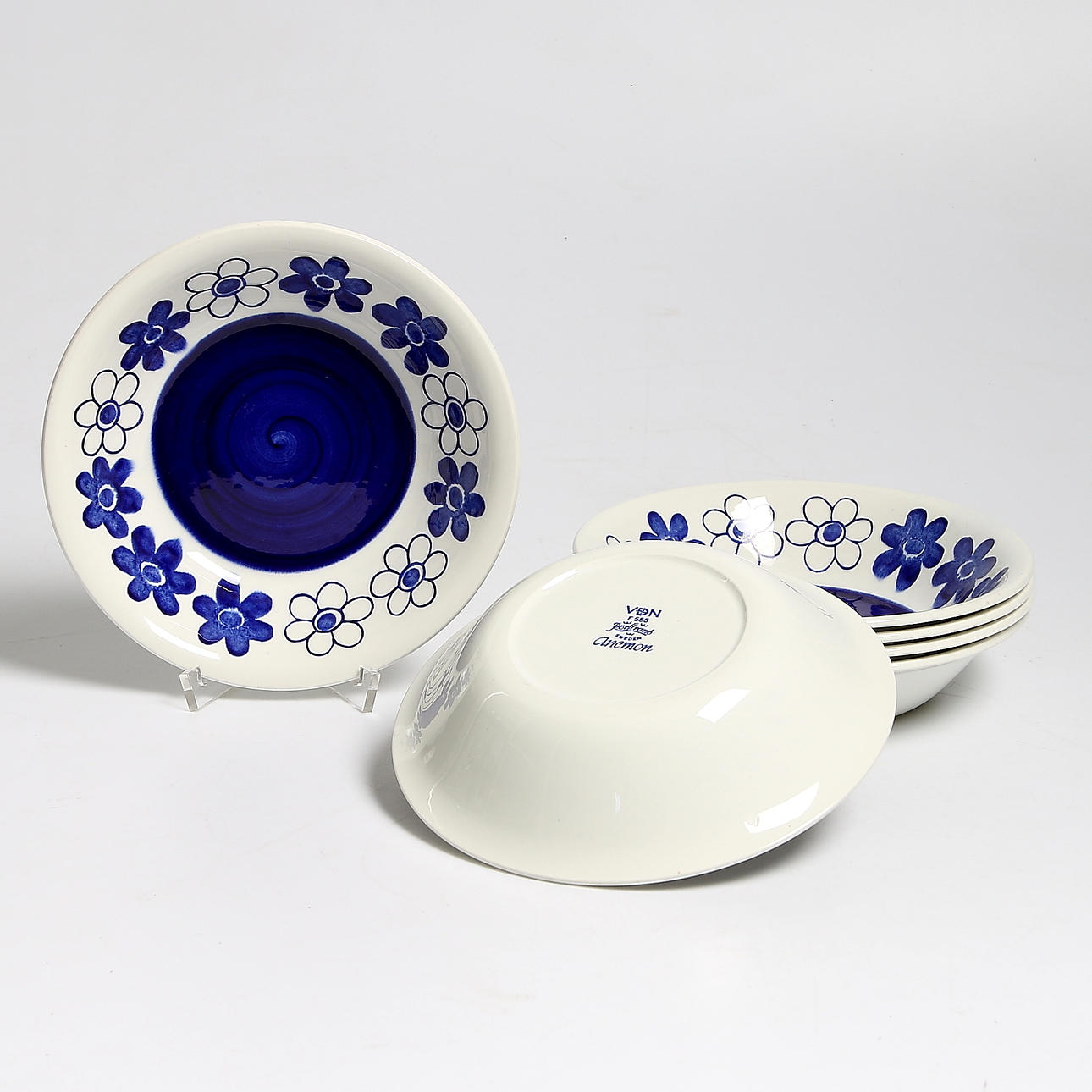 SERVISDELAR, 6 st, "Anemon", Marianne Westman, Rörstrand ,1900-talets mitt.