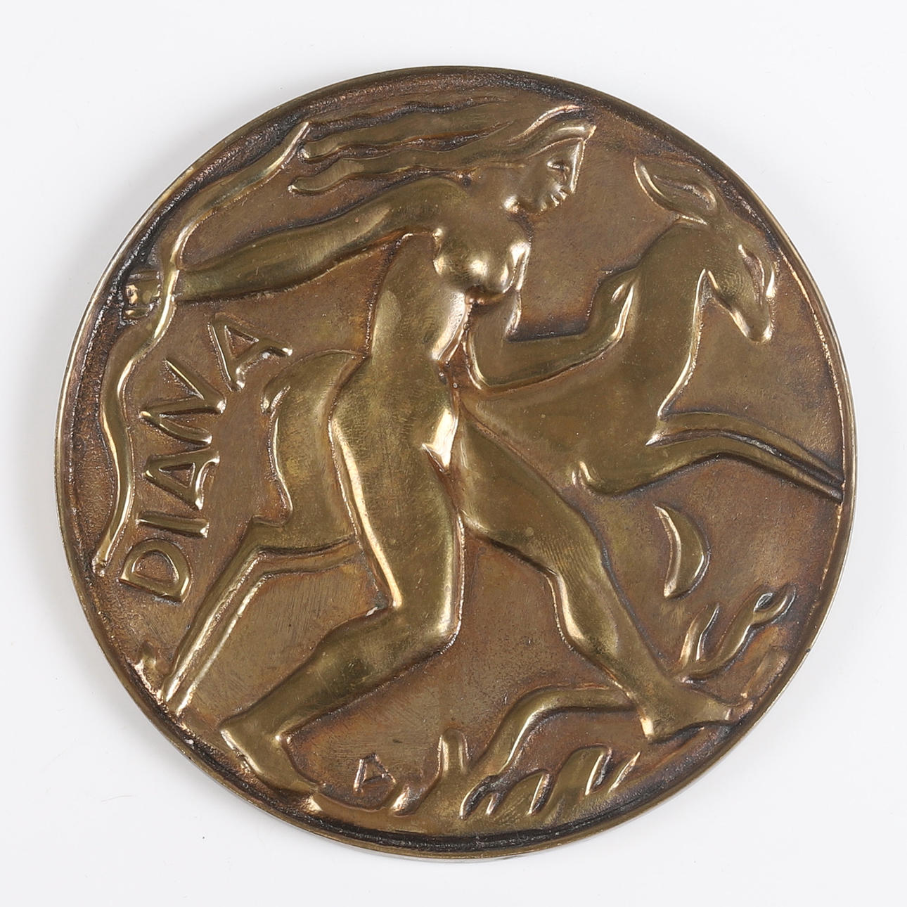 VÄGGPLAKETT, Diana, brons, Ystad-Brons.