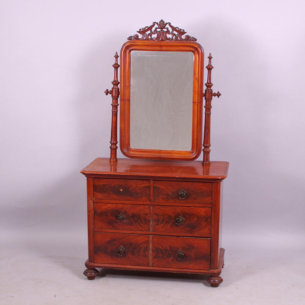 SPEGELBYRÅ, mahogny, rokokostil, sent 1800-tal.