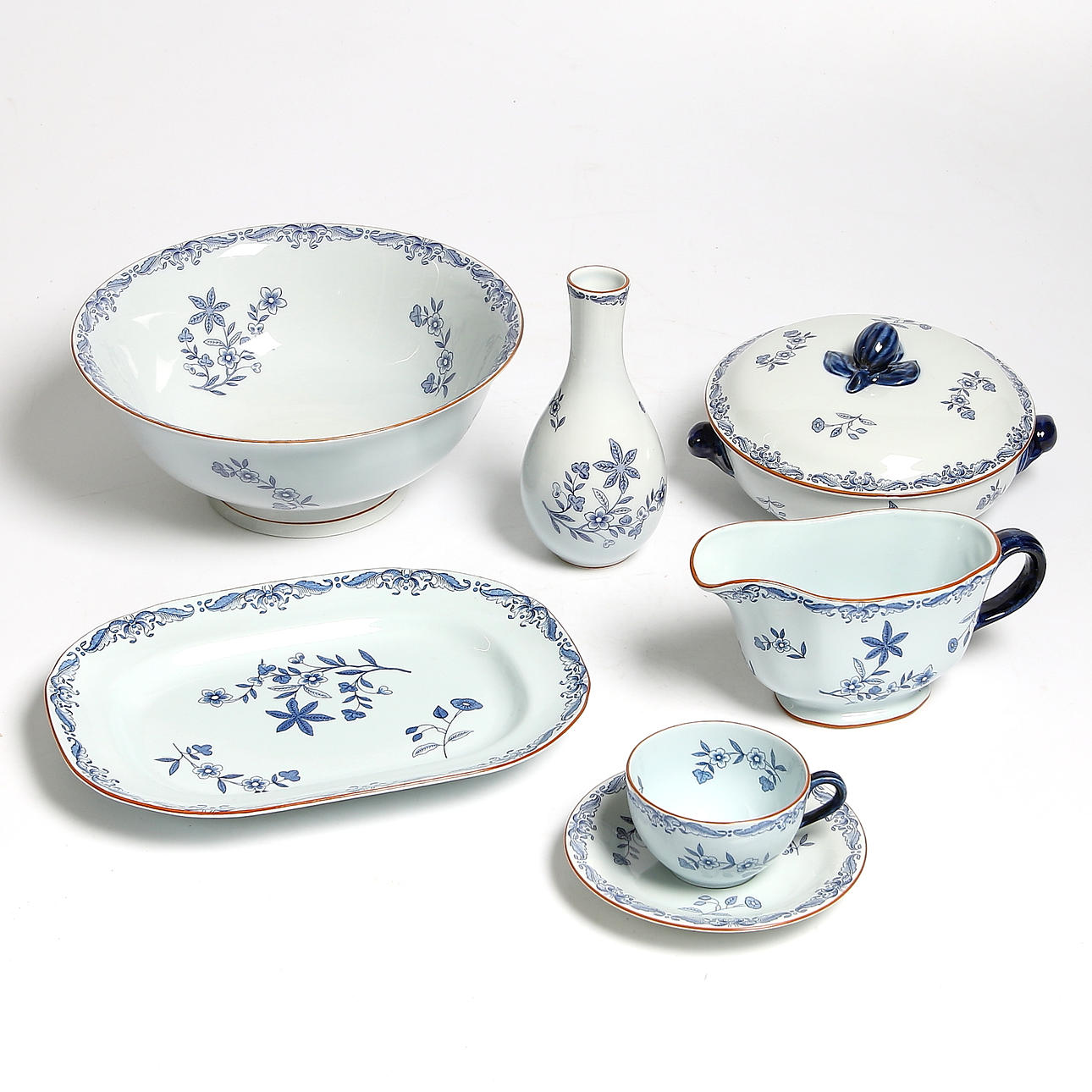 SERVISDELAR, porslin, 6 delar, "Ostindia", Rörstrand. 1900-talets andra hälft.