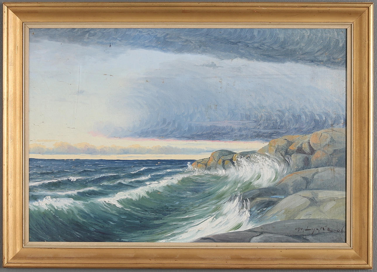 OSCAR LYCKE. Havsmotiv, olja på pannå. Signerad och daterad -06.