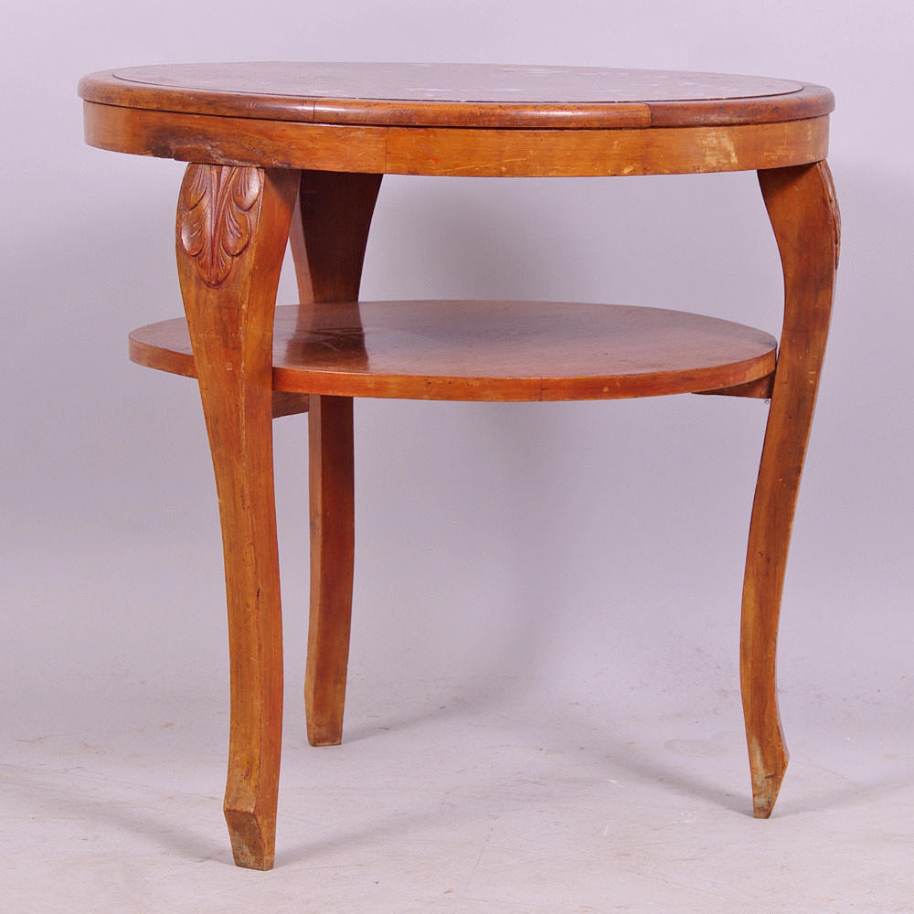 RÖKBORD, ek med marmorskiva, 1920/30-tal.