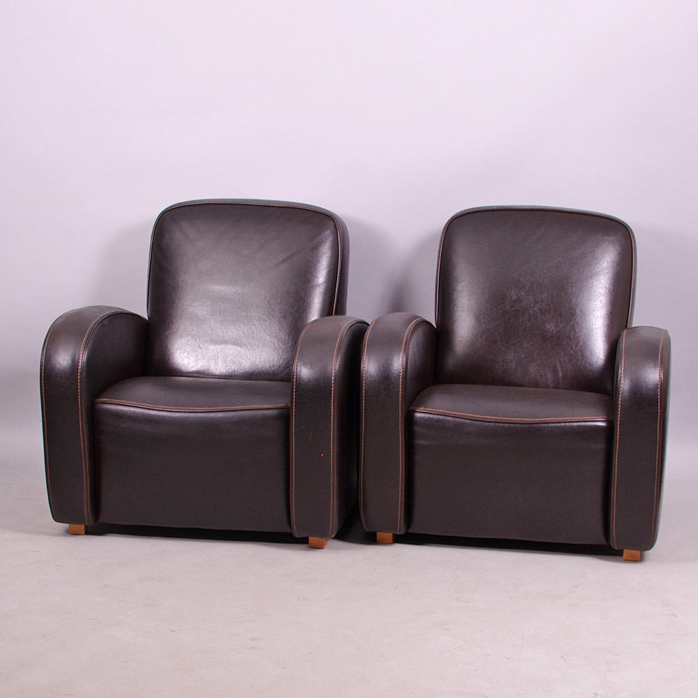 FÅTÖLJER, 1 par, brunt skinn, Industria Divani e Poltrone.