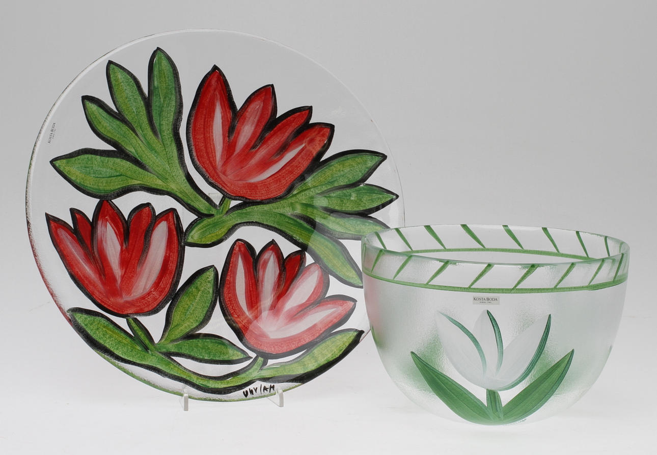 SKÅL och FAT glas, Ulrica Hydman-Vallien, Kosta Boda, signerade.