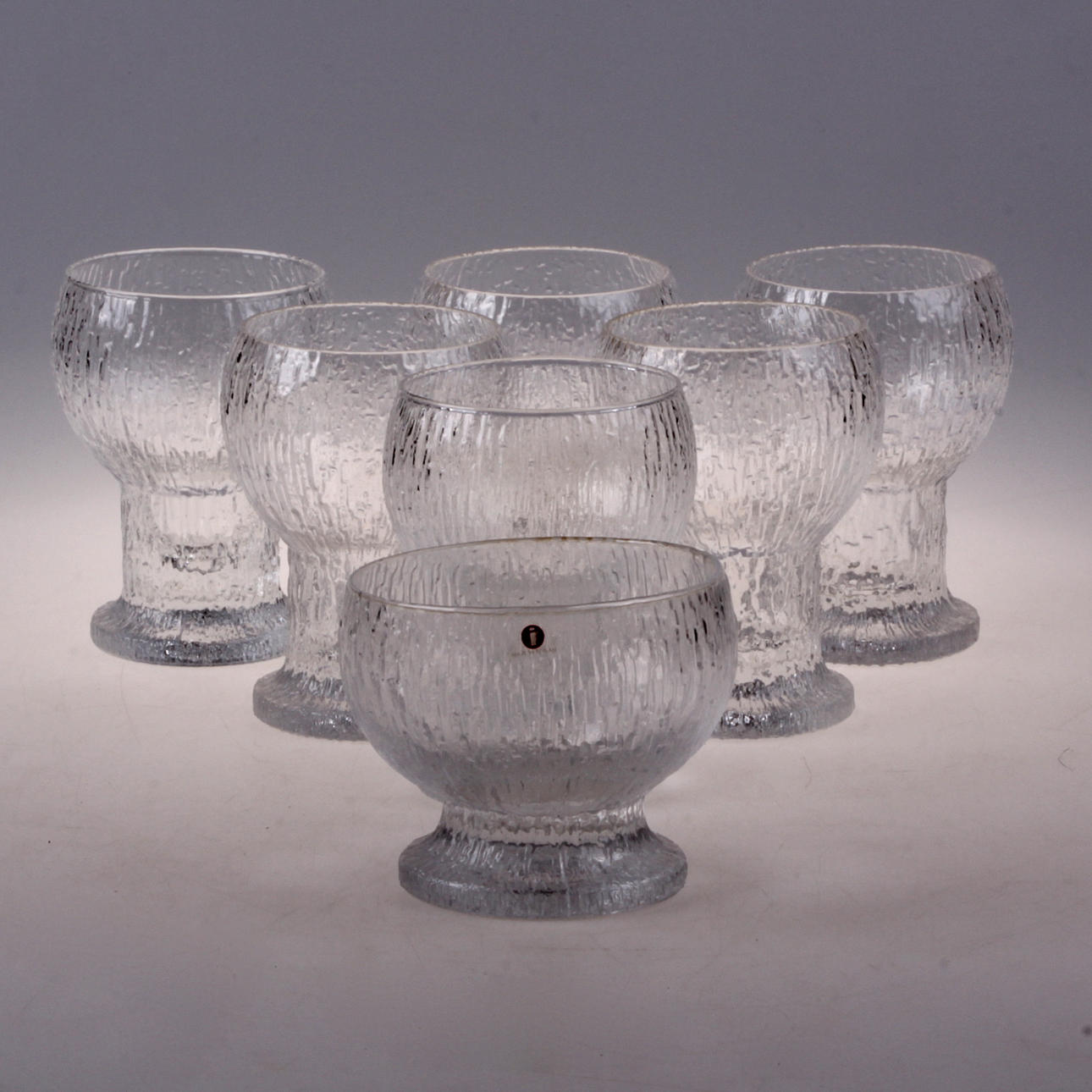 GLAS, samt dessertskål, 7 delar, "Kekkerit", Timo Sarpaneva, Iittala.