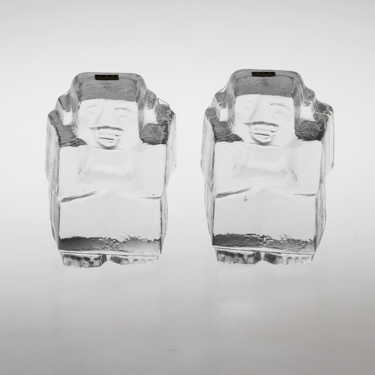 BOKSTÖD, ett par, glas, Erik Höglund, Boda.