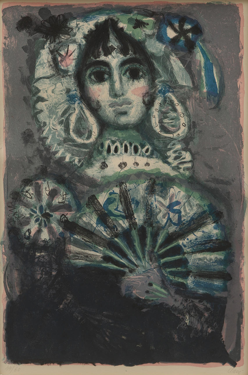 ANTONI CLAVÉ. Color lithograph, "Carmen Azul", signed and numbered 44/60.