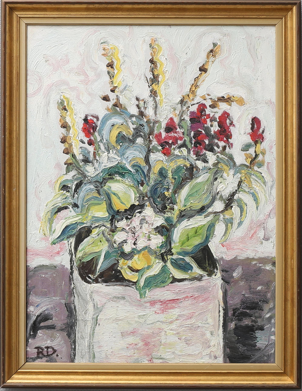 ROSE-MARIE DREIERSTRÖM. Blomsterstilleben. Olja på duk, signerad RD.