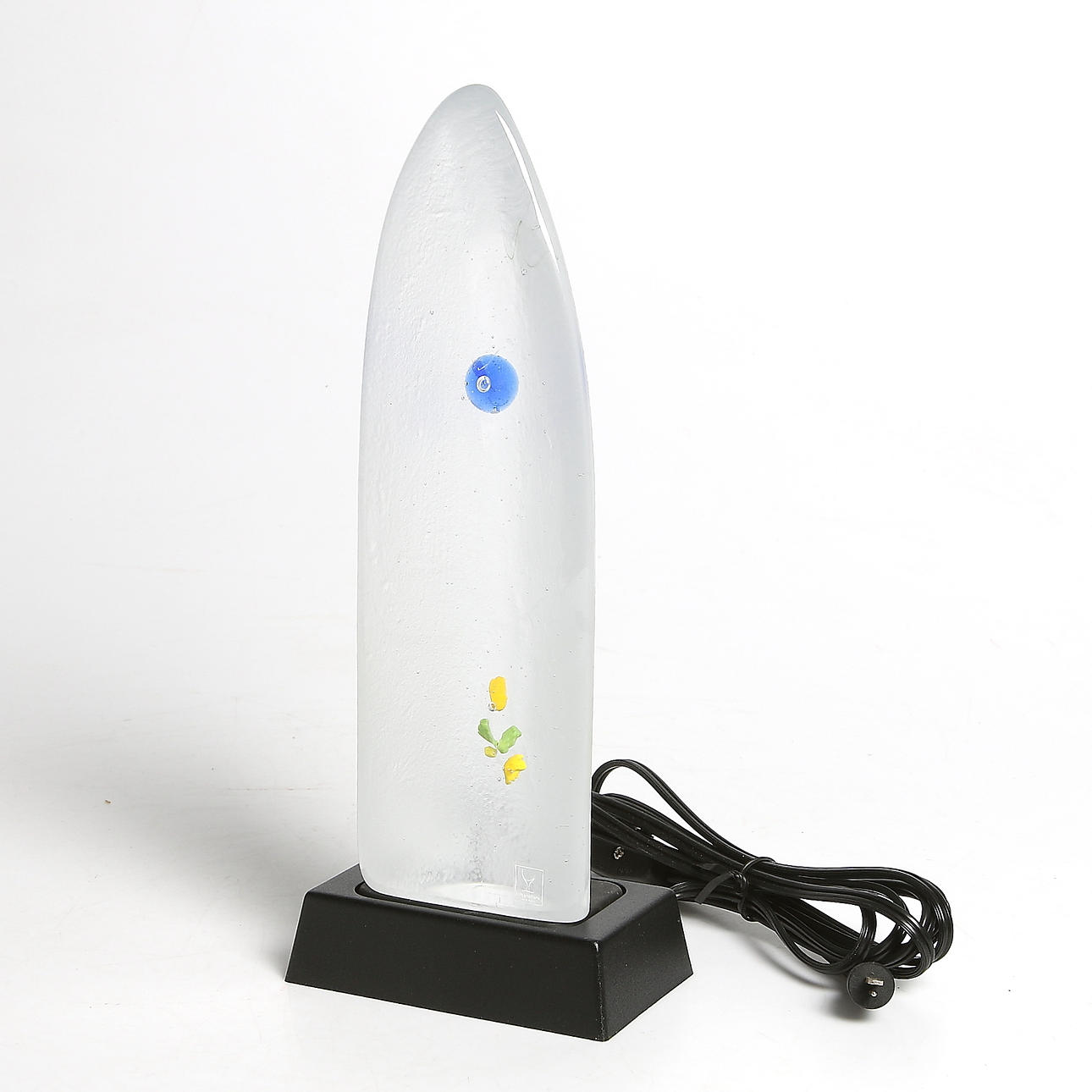 OBELISK / SKULPTUR med LJUSSOCKEL, glas, Johansfors glasbruk.