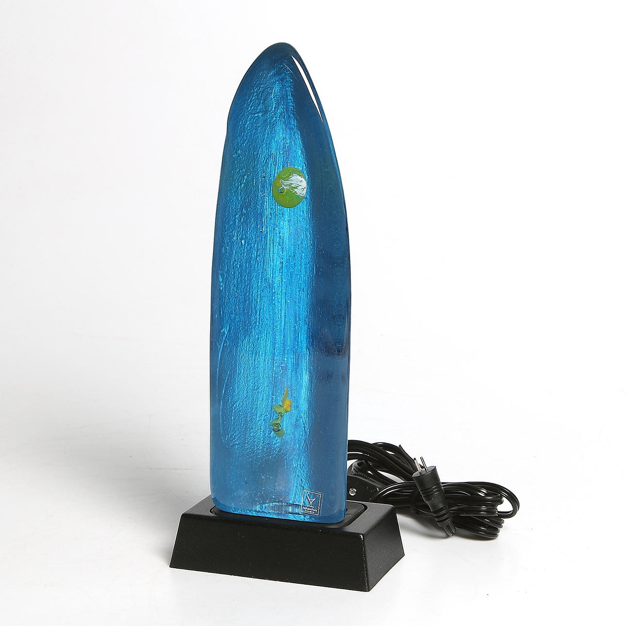 OBELISK / SKULPTUR med LJUSSOCKEL, glas, Johansfors glasbruk.