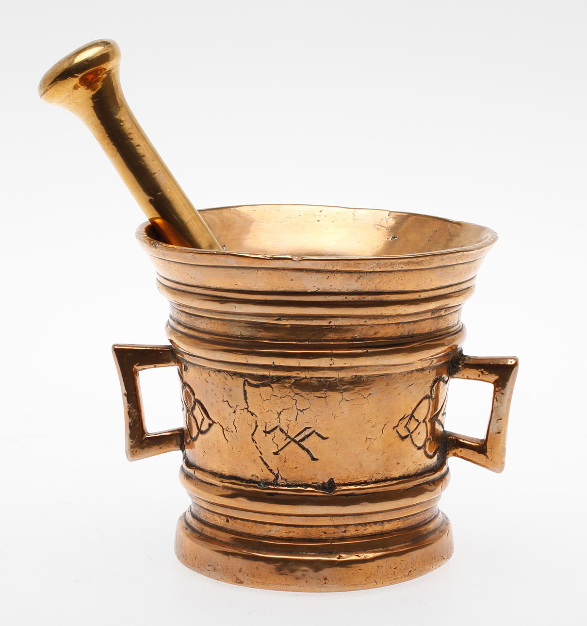 MORTEL MED STÖT, mässing.