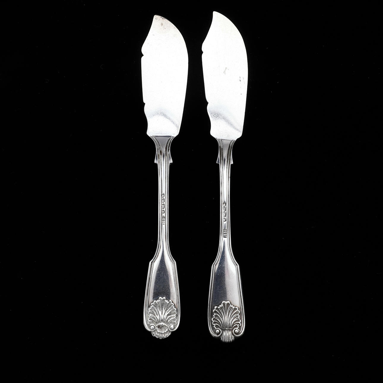 A MATCHED PAIR OF VICTORIAN SILVER FIDDLE, THREAD AND HUSK PATTERN ...