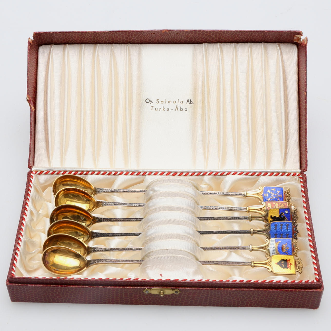 SKEDAR, 6 st, silver, vikt ca 78 gram, Auran Kultaseppä Oy, Åbo, 1955.