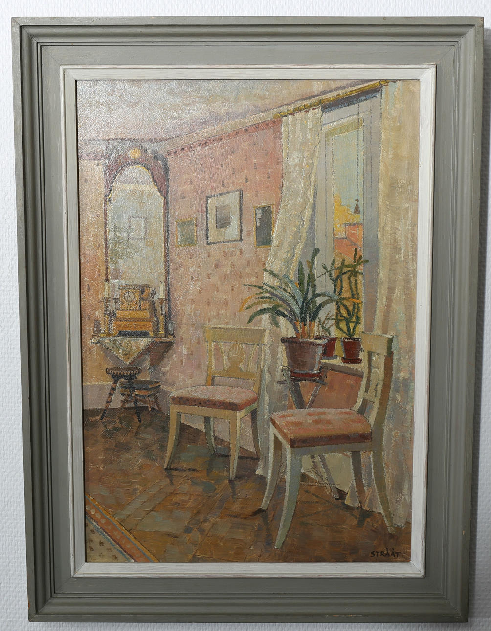 HJALMAR STRÅÅT. Olja på pannå, Interiör, signerad Strååt.