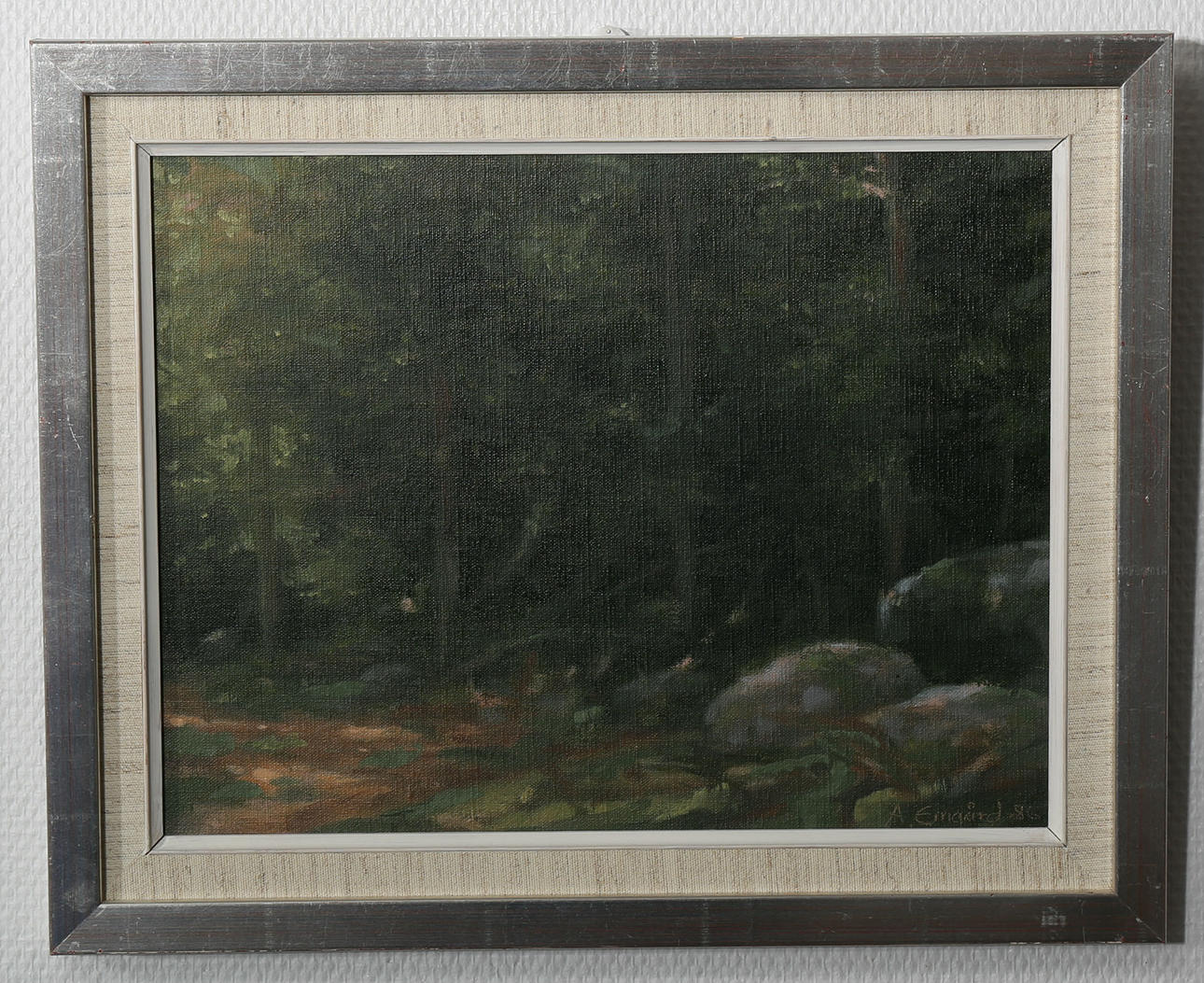 ANDERS EMGÅRD. Olja på duk, Skogsglänta, signerad A Emgård, daterad -86.