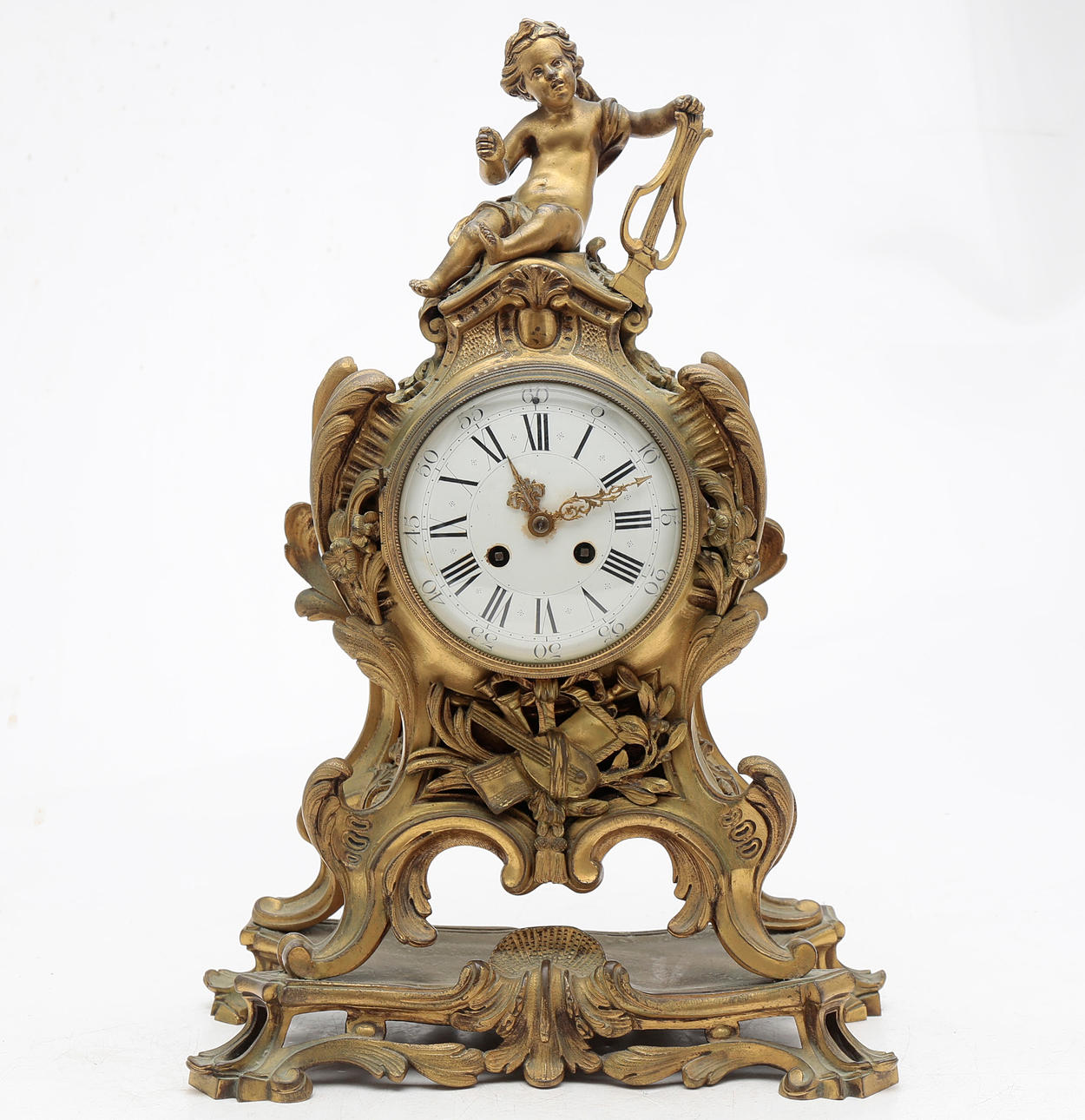 Louis XV style table clock from the Napoleon III era, from the second half of the 19th century.