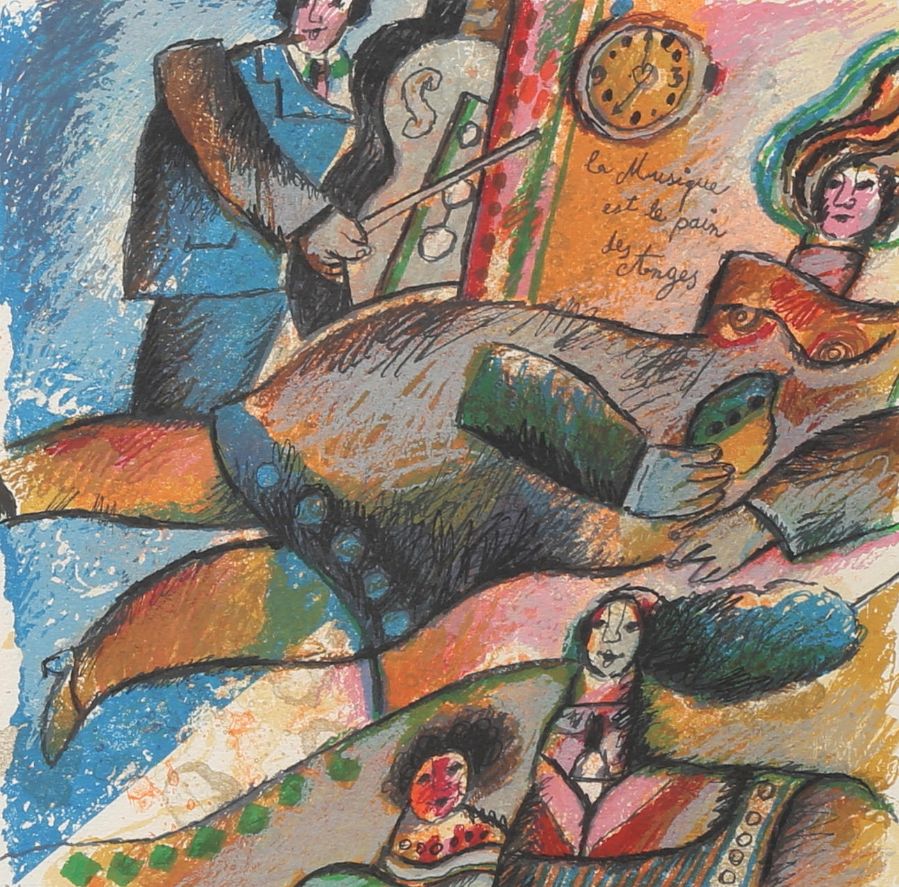 THEO TOBIASSE. "La musique est le pain des Anges". Färglitografi, signerad, numrerad 27/175.