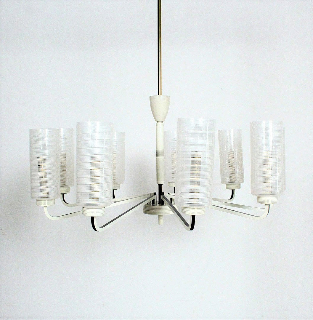 Mid Century 9-arm ceiling chandelier.
