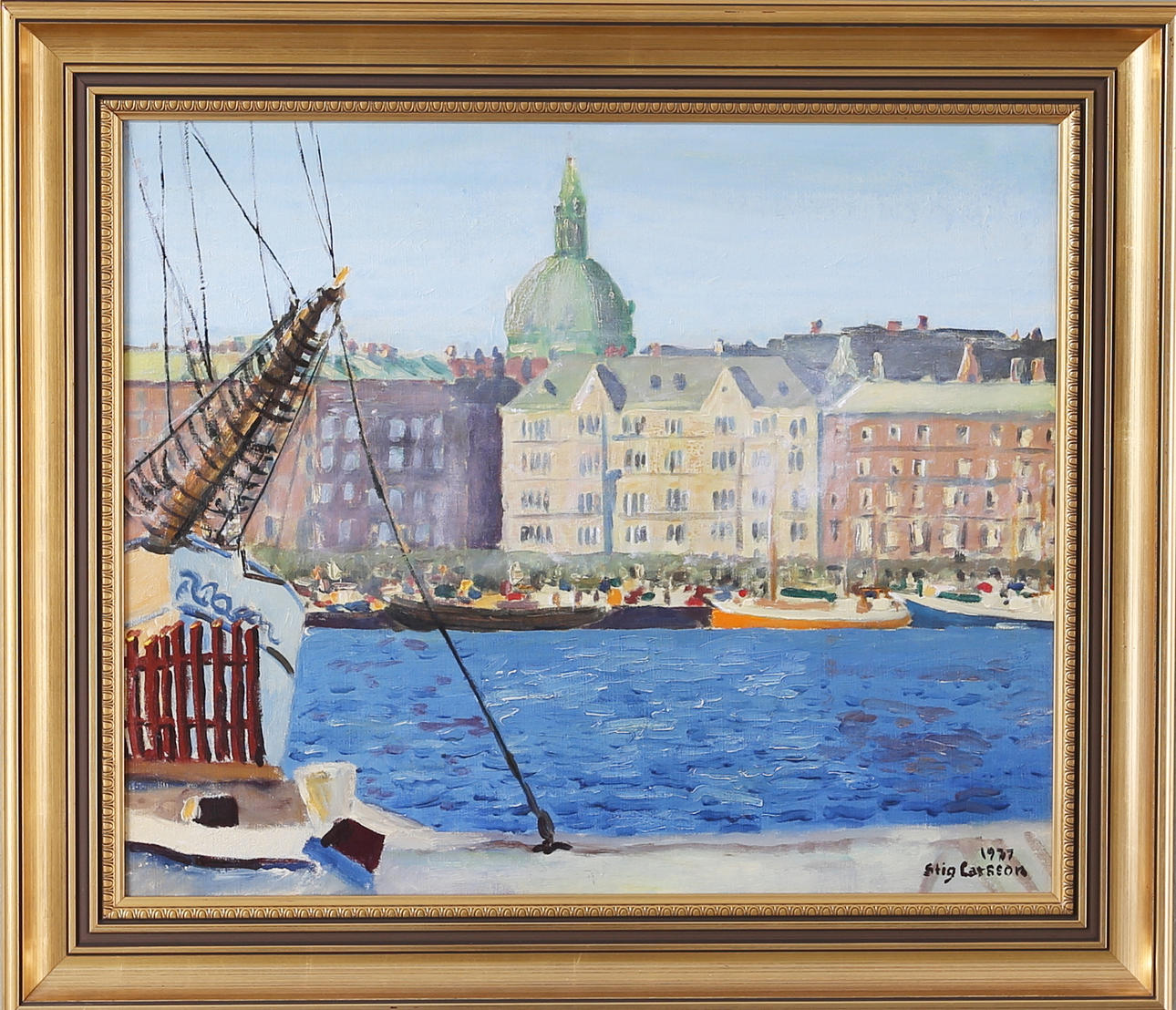 STIG LARSSON. "Strandvägen", olja på duk, signerad och daterad Stig Larsson 1977.